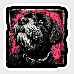 Retro Art Black Russian Terrier Dog Lover Sticker